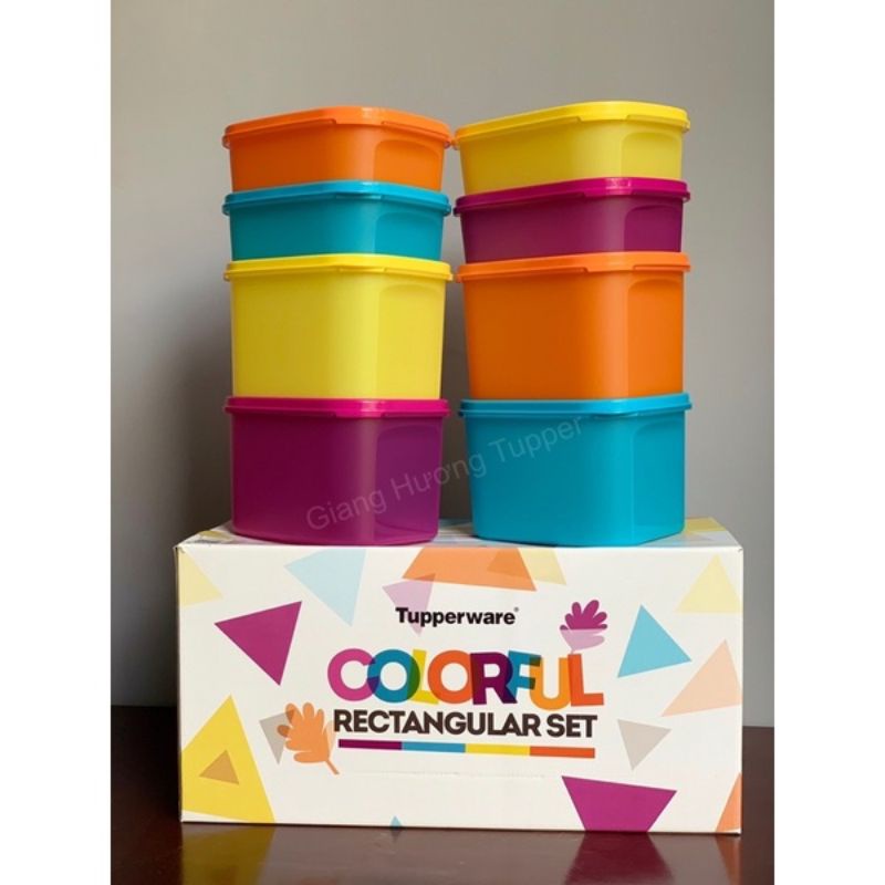 Tupperware 💕Freeship💕Bộ hộp trữ mát / trữ khô Colorful Rectangular