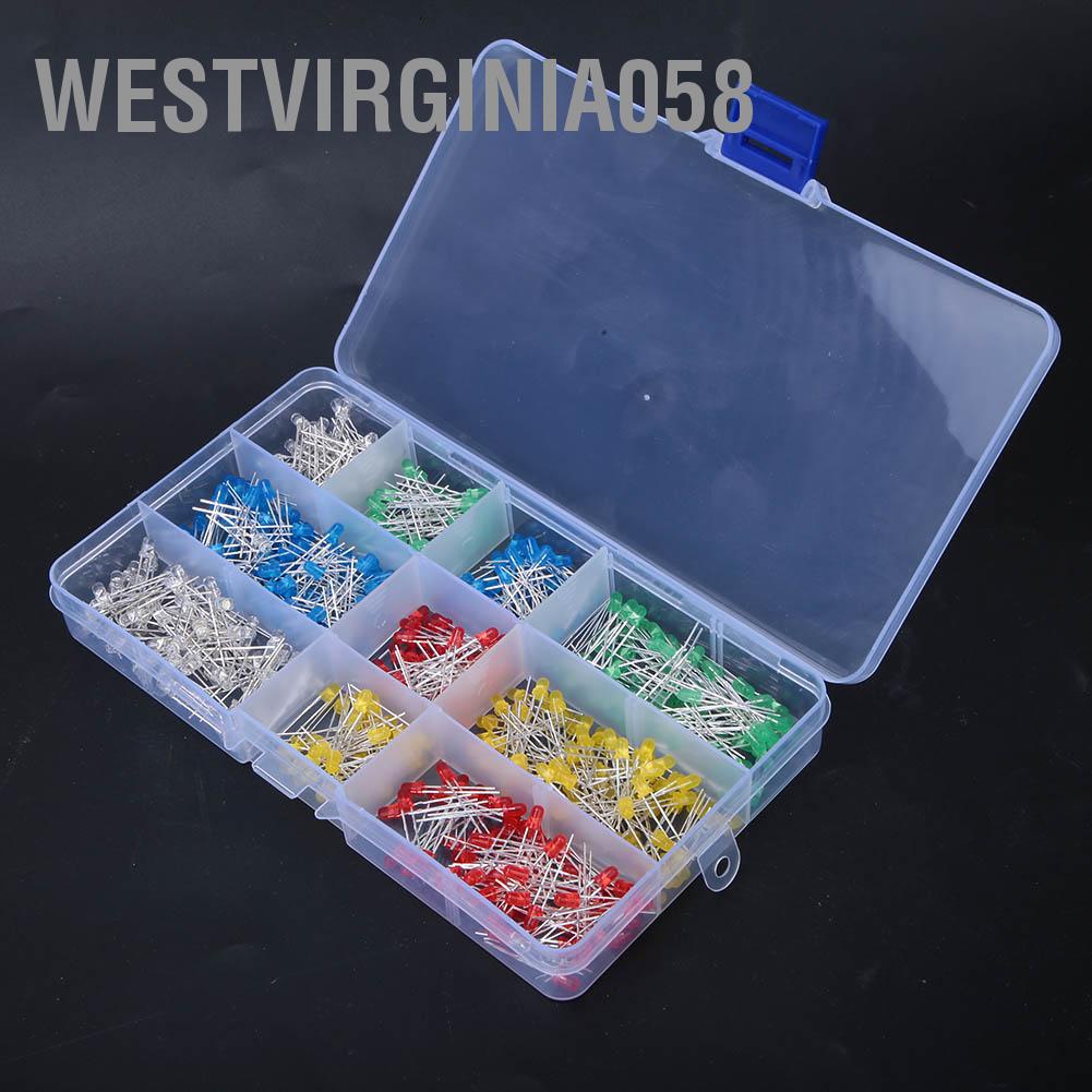 Có thể bán buôn 500 cái Blue / Yellow Red Green White 3mm LED Light Head Emitting Kit Hộp Westvirginia058 Hàng giao ngay