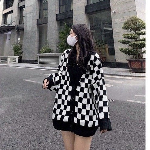 Áo Cardigan Bàn Cờ PEONYB Unisex [FREESHIP]  Khoác nỉ form rộng tay dài bồng cá tính đường phố kiểu dáng hàn quốc đẹp