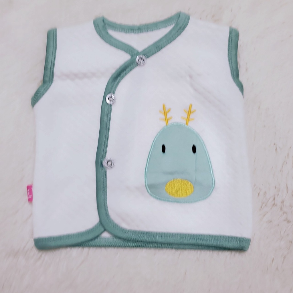 Áo gile nỉ xốp trần bông cài lệch sơ sinh cho bé trai/ bé gái (5-13kg)