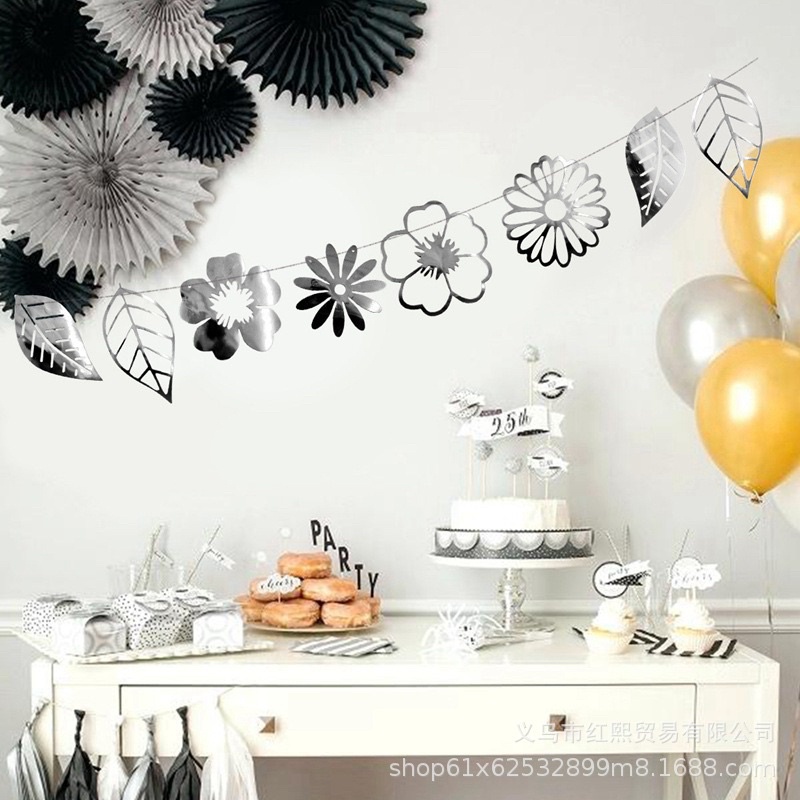 Dây Trang Trí Hoa Lá Ép Kim Vàng, Bạc Và Hồng Gold, Đỏ