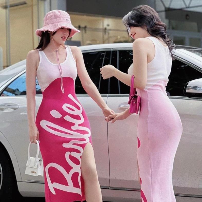 VÁY LEN PHỐI MÀU CHỮ BABIE DÁNG BODY DÀI