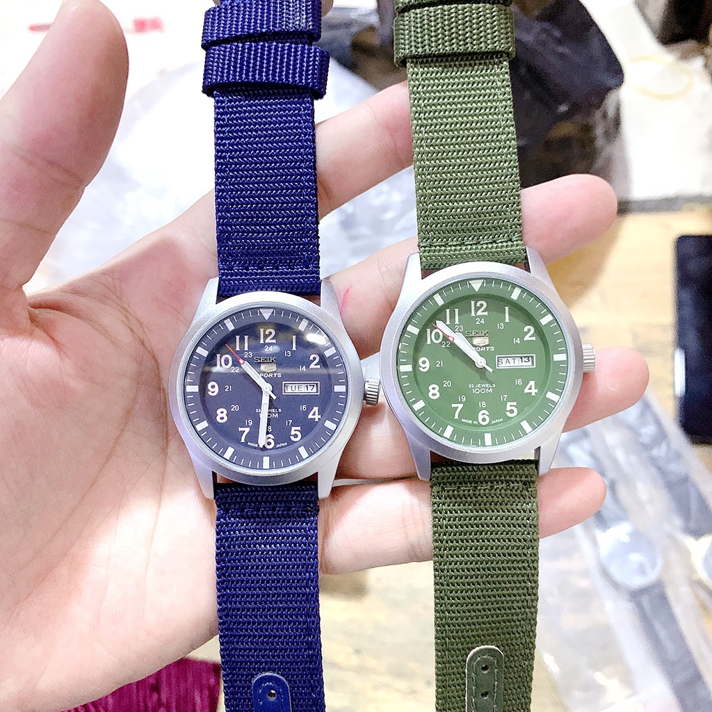 Đồng hồ nam Seiko 5 quân đội Automatic dây dù nato chống nước - bảo hành 12 tháng