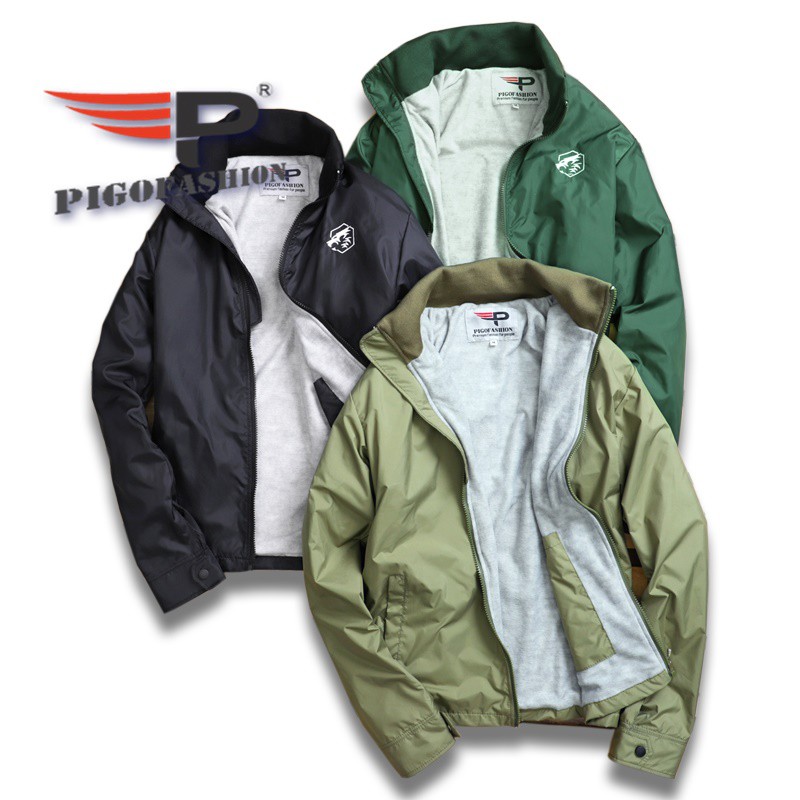 Áo khoác dù nam lót nỉ có nón giấu được sau cổ áo AKD39 PigoFashion màu đen chọn nhiều màu