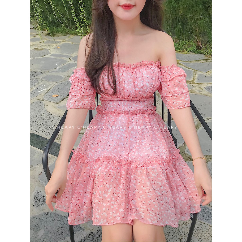 (SẴN-CLIP THẬT) Đầm babydoll trễ vai dự tiệc tay bồng sang trọng | BigBuy360 - bigbuy360.vn