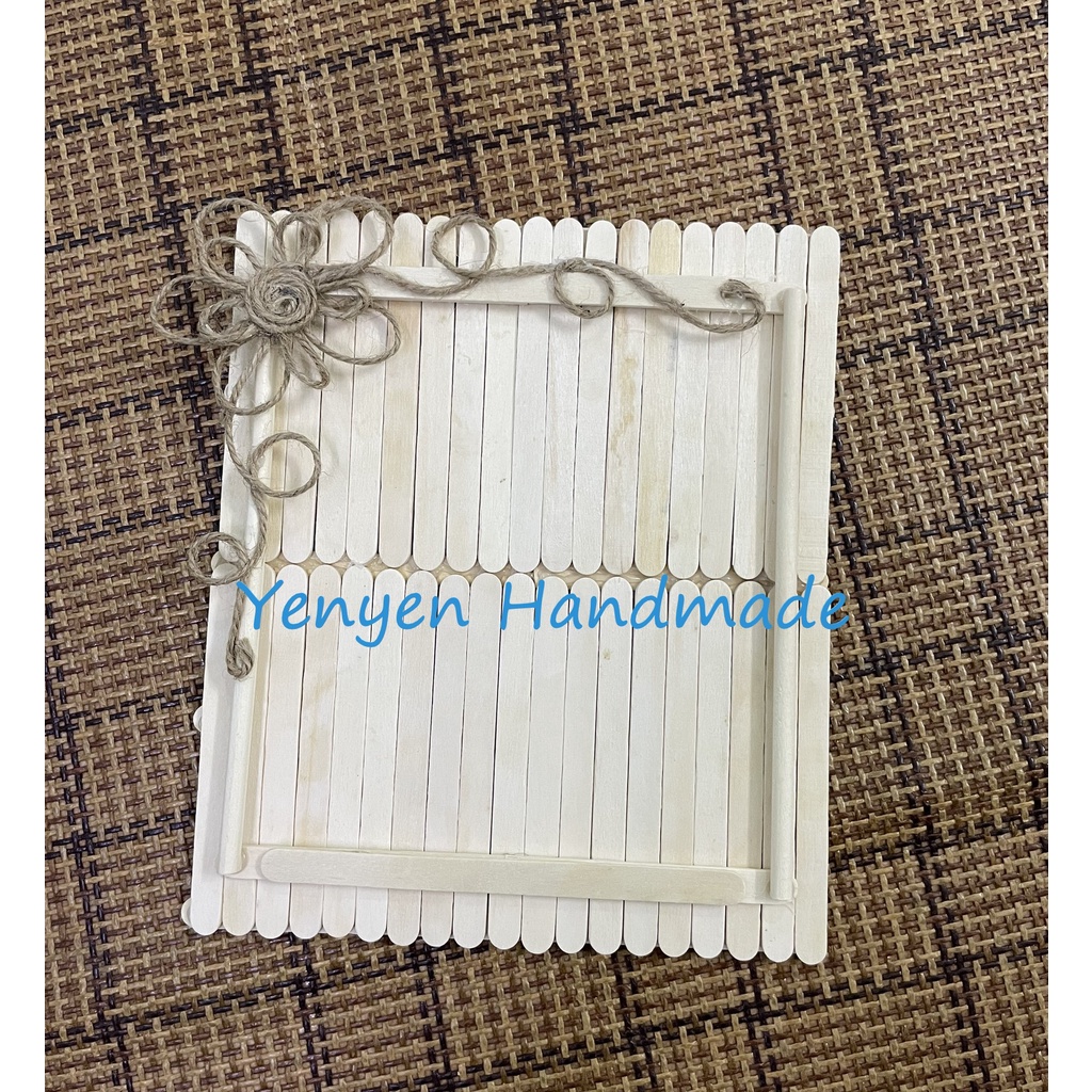 Combo 3 khung ảnh treo tường làm bằng que kem gỗ, khung ảnh handmade