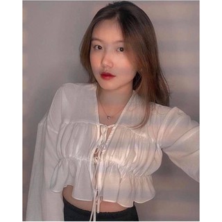 ÁO TRẮNG KIỂU CỘT NƠ NGỰC - CANON TOP