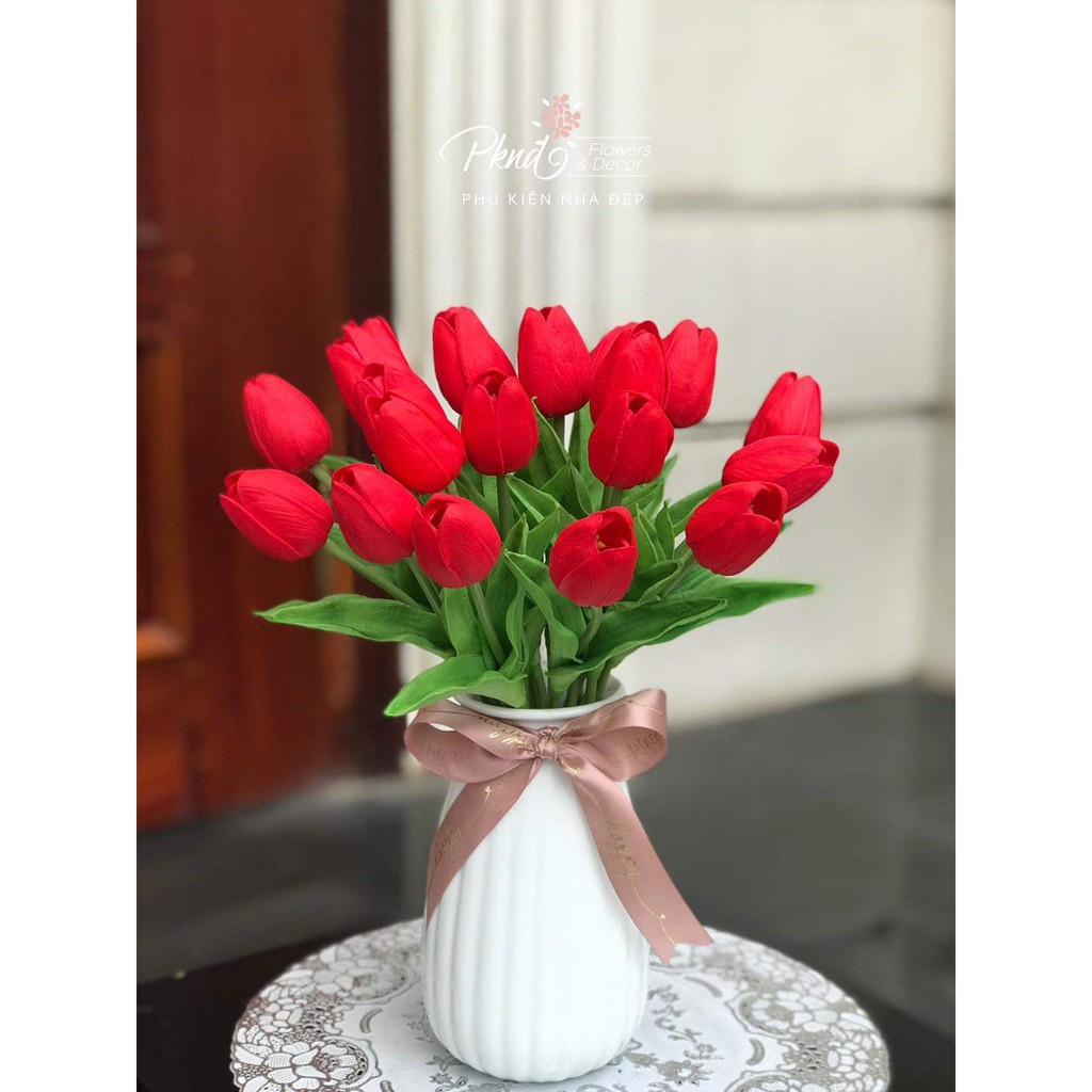 Bình hoa giả Tulip Để Bàn Chất Cao Su Cao Cấp