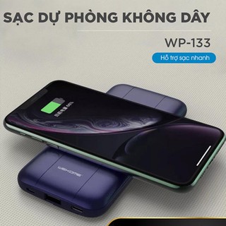Sạc dự phòng không dây, sạc nhanh 10000mAh, wp133 chính hãng wk bảo hành 1 năm