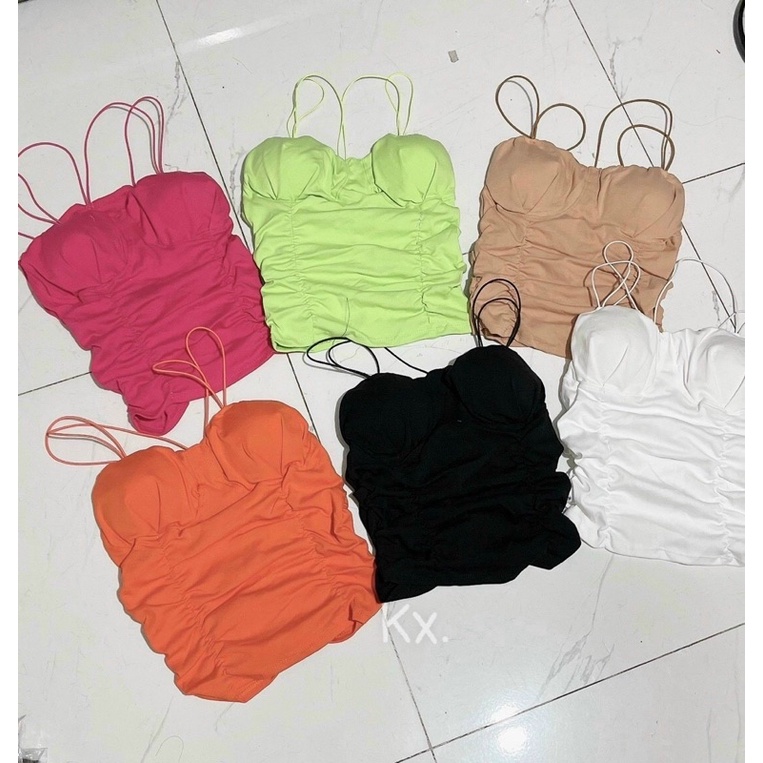 CÓ MÚT NGỰC Áo 2 dây bún nhún croptop có mút ngực