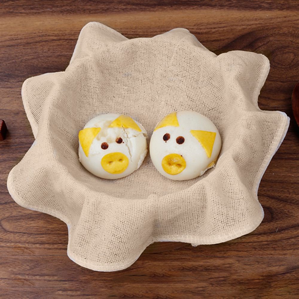 Tấm vải cotton lót nồi hấp bánh bao hình tròn chống dính tiện dụng cho gia đình