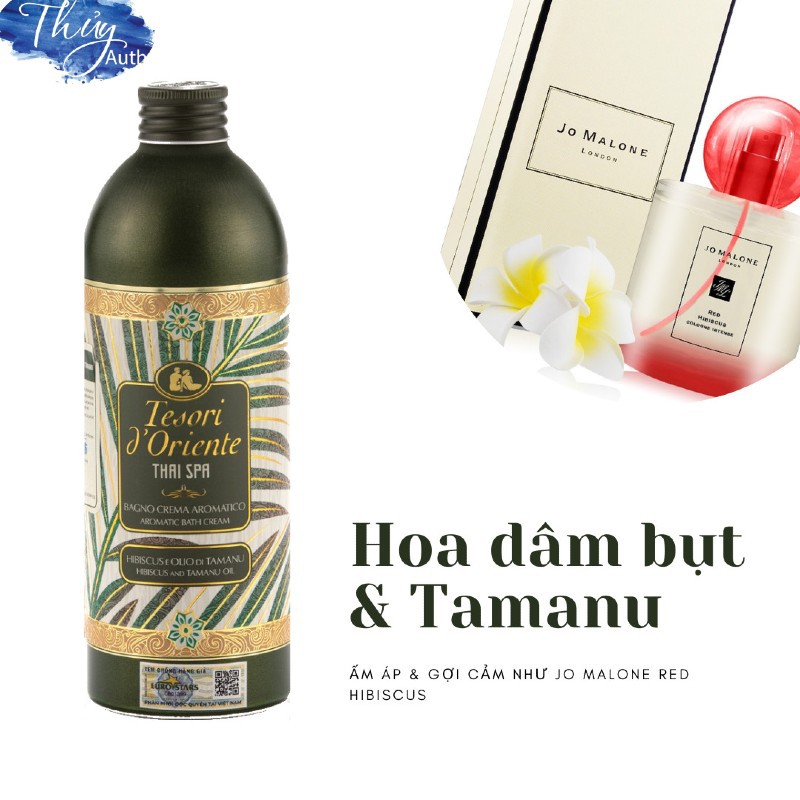 [ HÀNG CHÍNH HÃNG ] Sữa Tắm Nước Hoa Ý Cao Cấp Tesori d'Oriente Hoa Dâm Bụt và Tinh Dầu Tamanu - Thai Spa 250ml_500ml