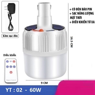 Đèn Led Sạc Điện có Remote 100W siêu sáng – Bóng Đèn Tích Điện năng lượng mặt trời có móc treo - 4 Chế Độ Sáng