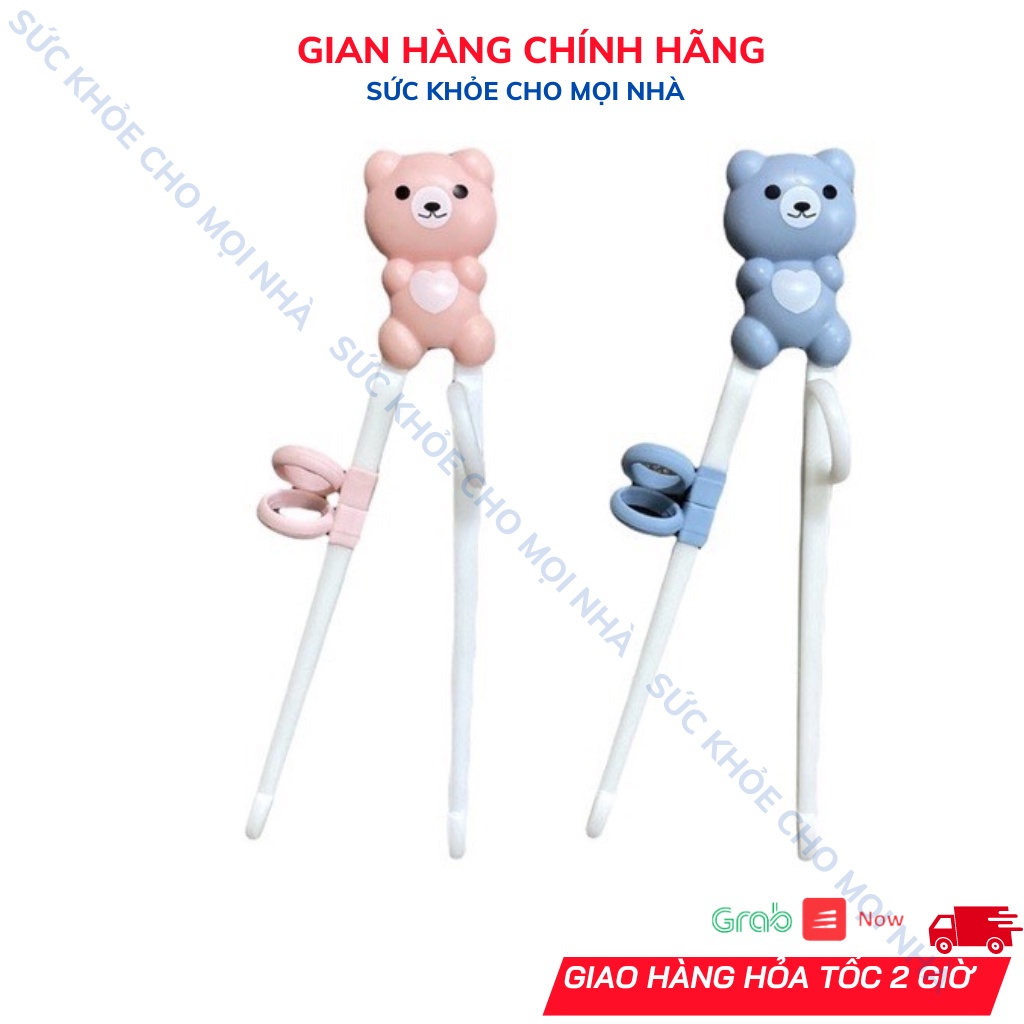 Đũa tập ăn, đũa tập gắp xỏ ngón hình gấu dạng vỉ cho bé thuận tay phải
