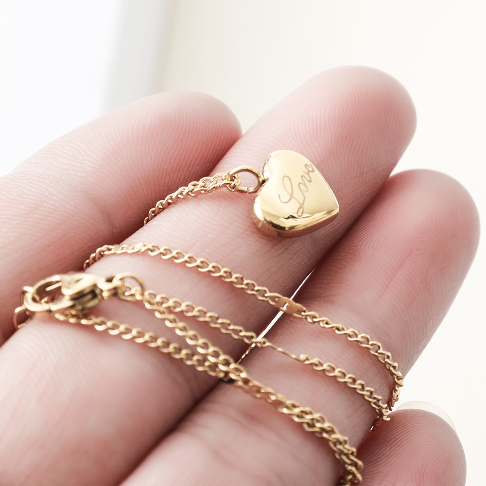 Vòng cổ Mặt Hình Trái Tim Bằng Thép Không Gỉ Thời Trang