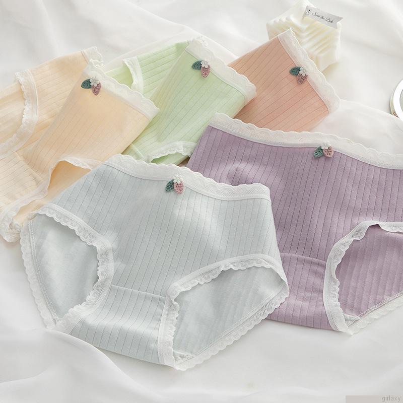 Quần lót mềm mại viền ren màu kẹo thoáng khí cho nữ