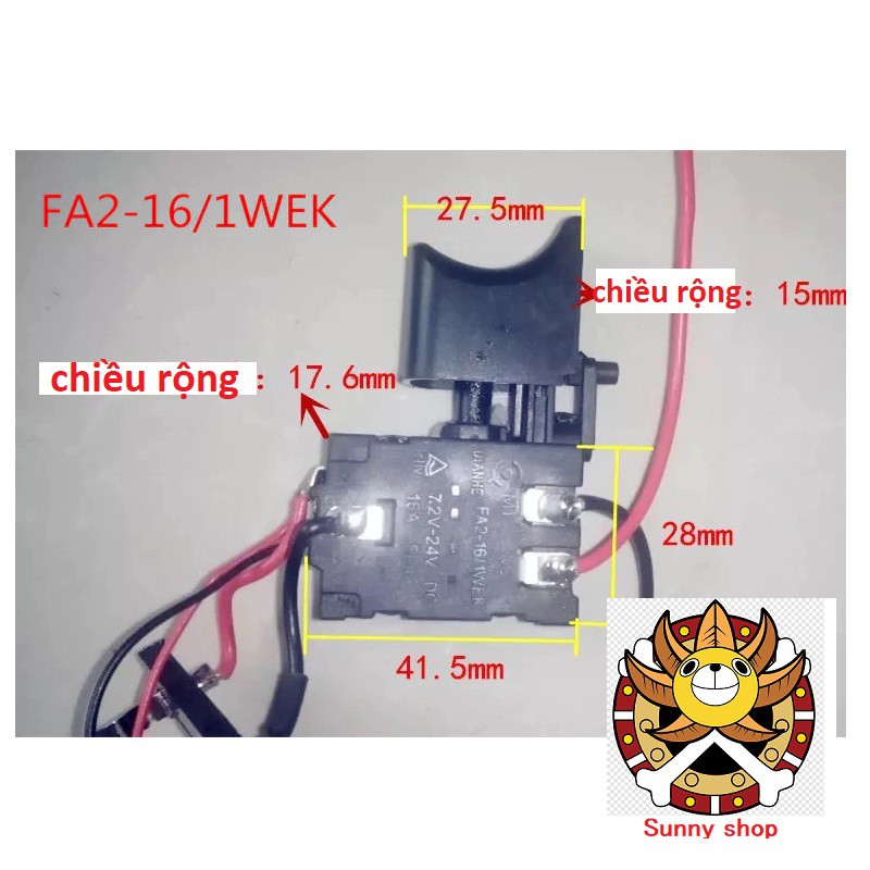 Công Tắc Điều Tốc Cò khoan pin ,Đảo Chiều Cho Máy Khoan Pin FA2-16 7.2v-24V 16A