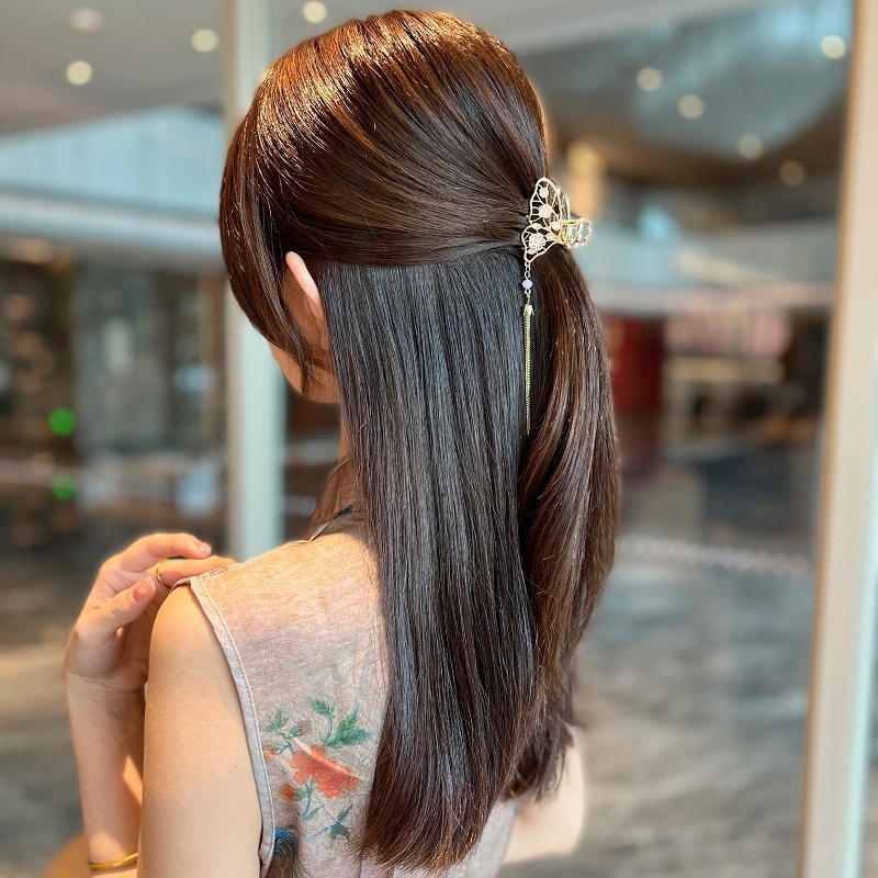 Kẹp tóc Haimeikang bằng hợp kim hình bướm phối tua rua thiết kế thời trang cho nữ