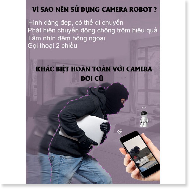 Camera mô hình Người Máy wifi Smartphone 1080p 10m 1 món SKU2384 Modern Home decor tinh tế