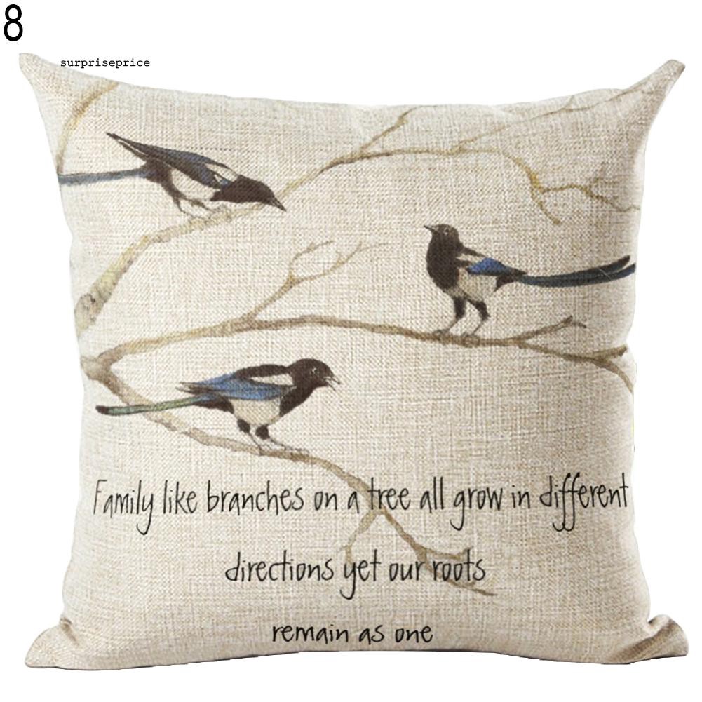 Bao bọc gối trang trí hình vuông in hình chú chim đáng yêu