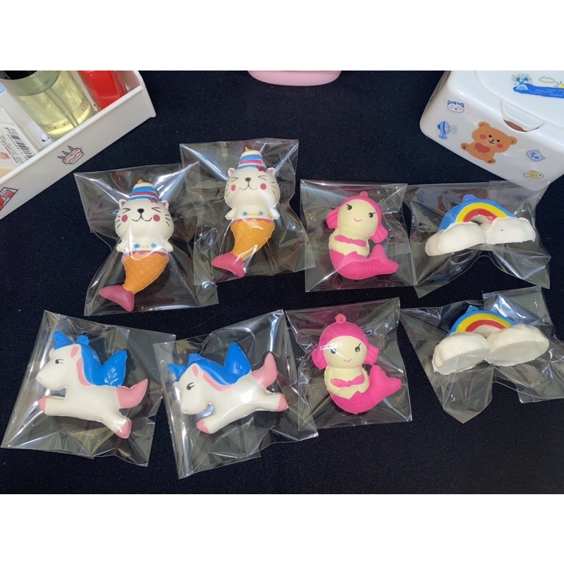 squishy mini chính hãng loại2: chuối, masmalow, cầu vồng, dưa hấu,…