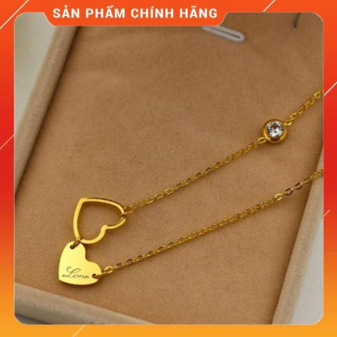 ( TITAN CAO CẤP ) DÂY CHUYỀN TITAN CAO CẤP MẶT 2 TRÁI TIM CHỮ LOVE