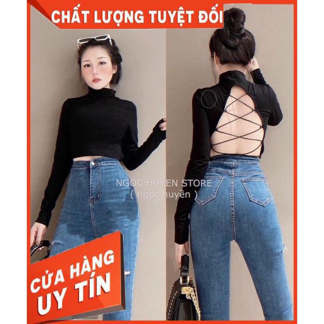 Quần jeans ôm rách gối xanh jeans nhạt