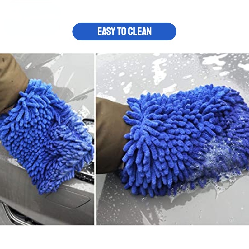 Găng Tay Rửa Xe Hơi / Xe Máy 2 Trong 1 Bằng Vải Microfiber Hai Mặt