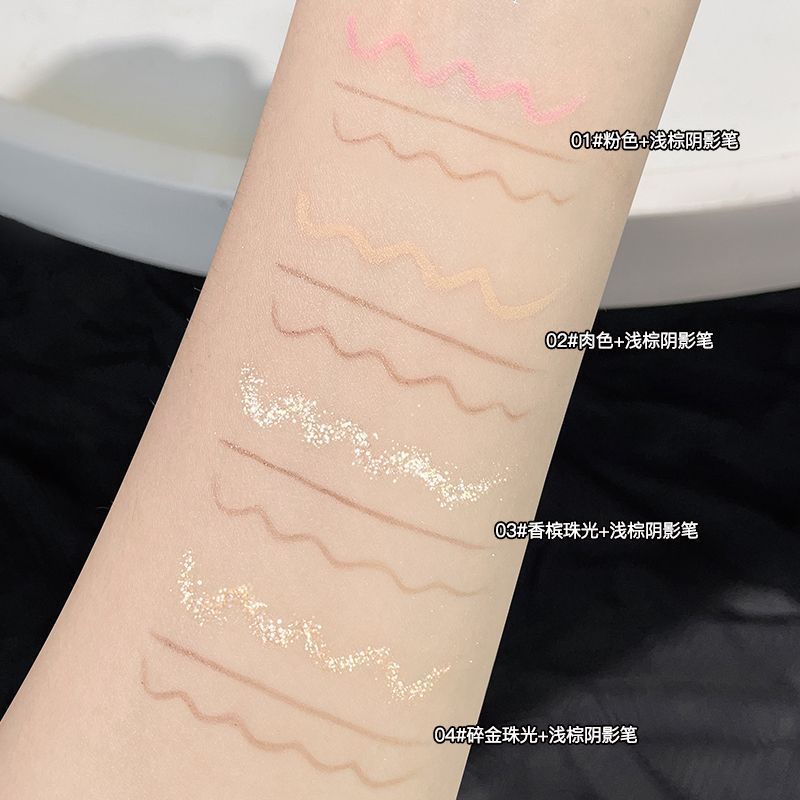 Phấn Mắt Kiêm Bút Kẻ Mắt Hai Đầu Ánh Ngọc Trai Lấp Lánh Không Thấm Nước Lâu Trôi Chống Nhòe