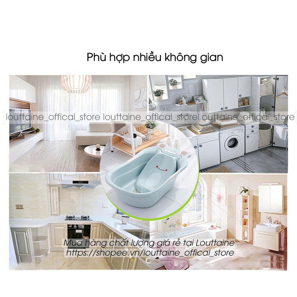 Chậu tắm ếch cho bé (Tặng móc treo chậu) Thau tắm bé sơ sinh loại to kèm tựa lưng nhựa cho trẻ em có tấm dựa lưng 2in1