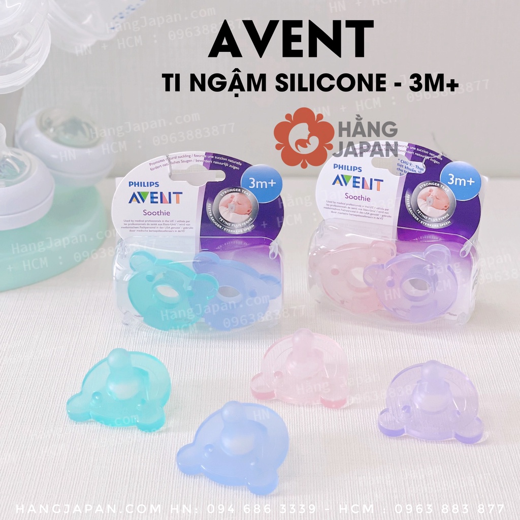 Sét 2 ty ngậm silicon chuẩn y tế Philips Avent cho bé (3m+) hàng chính hãng