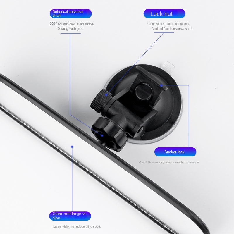 Gương Chiếu Hậu Góc Rộng Có Giác Hút Trang Trí Nội Thất Xe Hơi / Máy Bay / Gương Chiếu Hậu