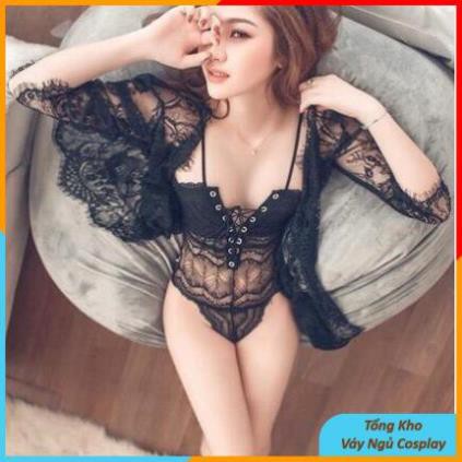 Bộ đồ ngủ 2 dây body liền chip ren xuyên thấu chất hơn nước cất (Không kèm tất) BDS001 TKVN | BigBuy360 - bigbuy360.vn