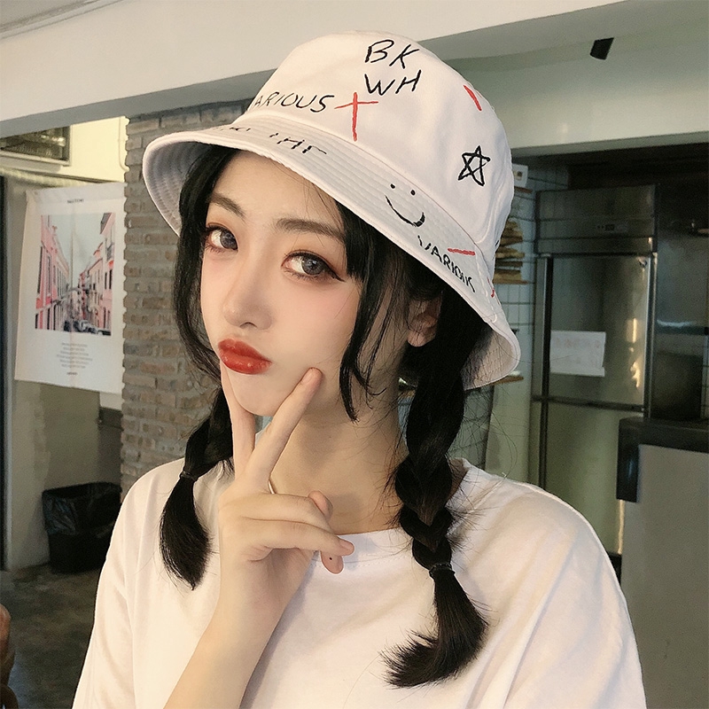 Nón Bucket Che Nắng Mùa Hè In Họa Tiết Graffiti Phong Cách Hàn Quốc Hợp Thời Trang Dễ Phối Đồ Cho Nữ