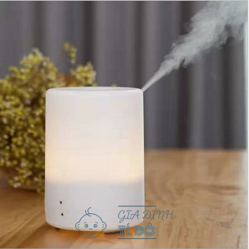 Máy Khuếch Tán Tinh Dầu Siêu Âm Cao Cấp Hình Trụ Dung Tích 300ml Có Đèn Led 7 Màu