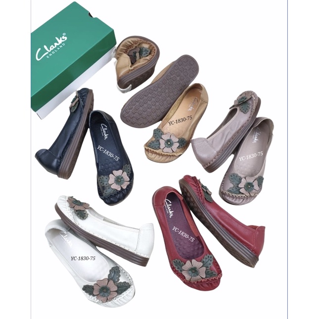 CLARKS Giày Da Bò Đế Bằng Thời Trang Cho Nữ 1830-75