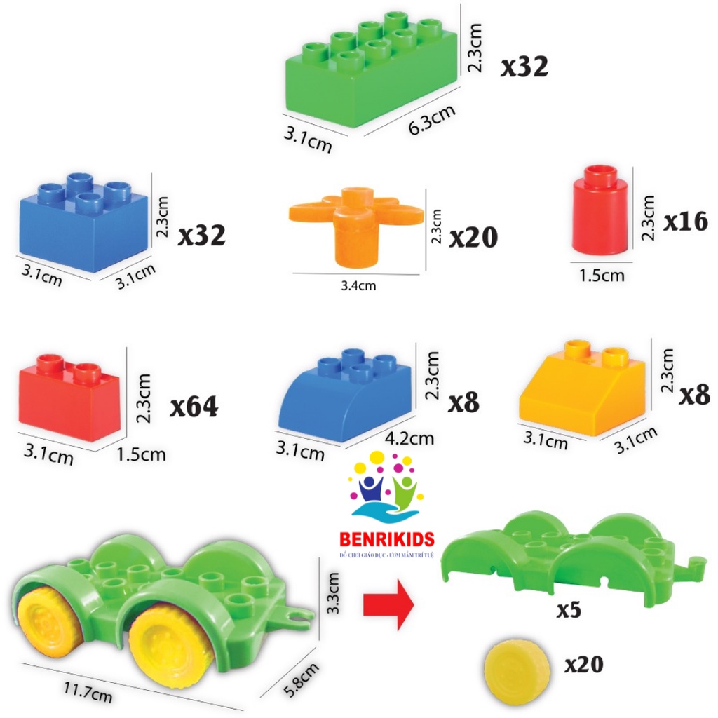 Đồ Chơi Thông Minh, Bộ Xếp Hình Tuổi Thơ 204 Chi Tiết Màu Sắc Cho Bé Sáng Tạo