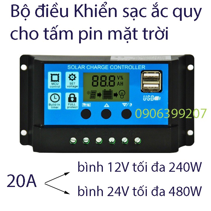 sạc pin năng lượng mặt trời - 20A