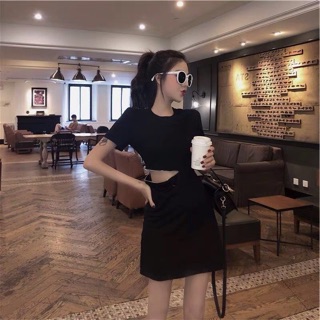 Váy đen ulzzang khoá eo