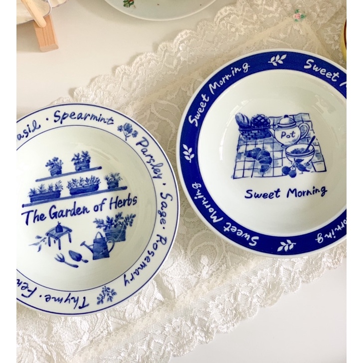 Gốm nhật- Dĩa sâu lòng hoạ tiết hoạ hình cực xinh miệng 20 cao4cm
