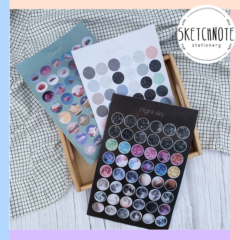 Sticker dán Nhãn dán tròn họa tiết ST031