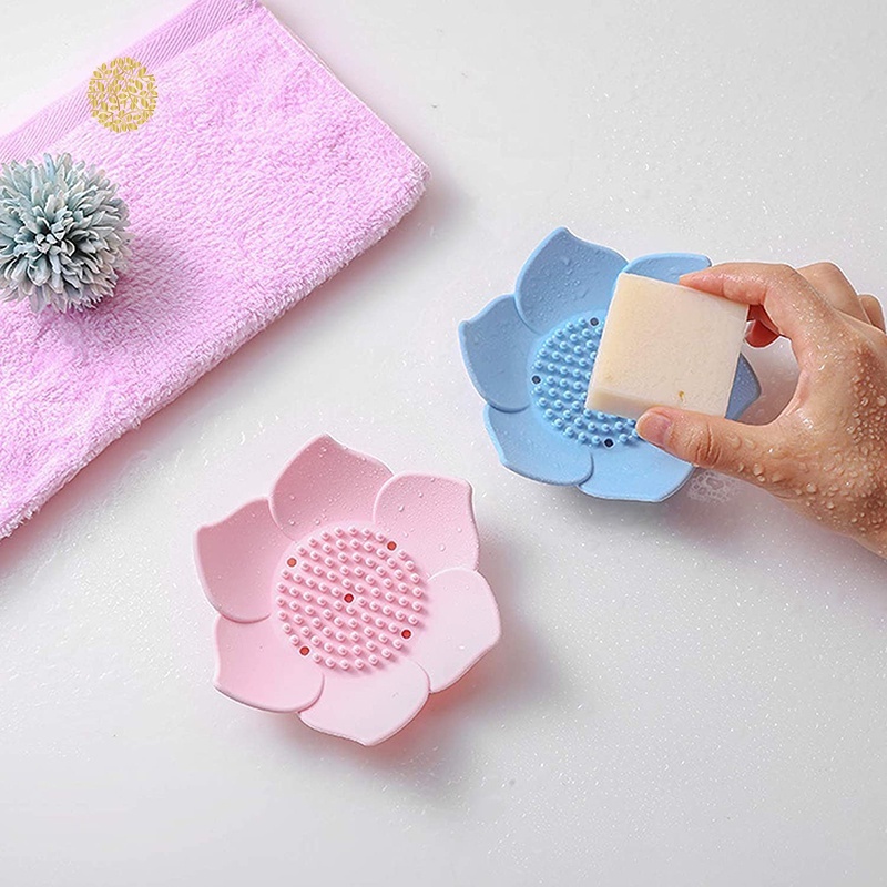 Bộ Khay Đựng Xà Phòng Bằng Silicone Có Rãnh Thoát Nước Tiện Dụng