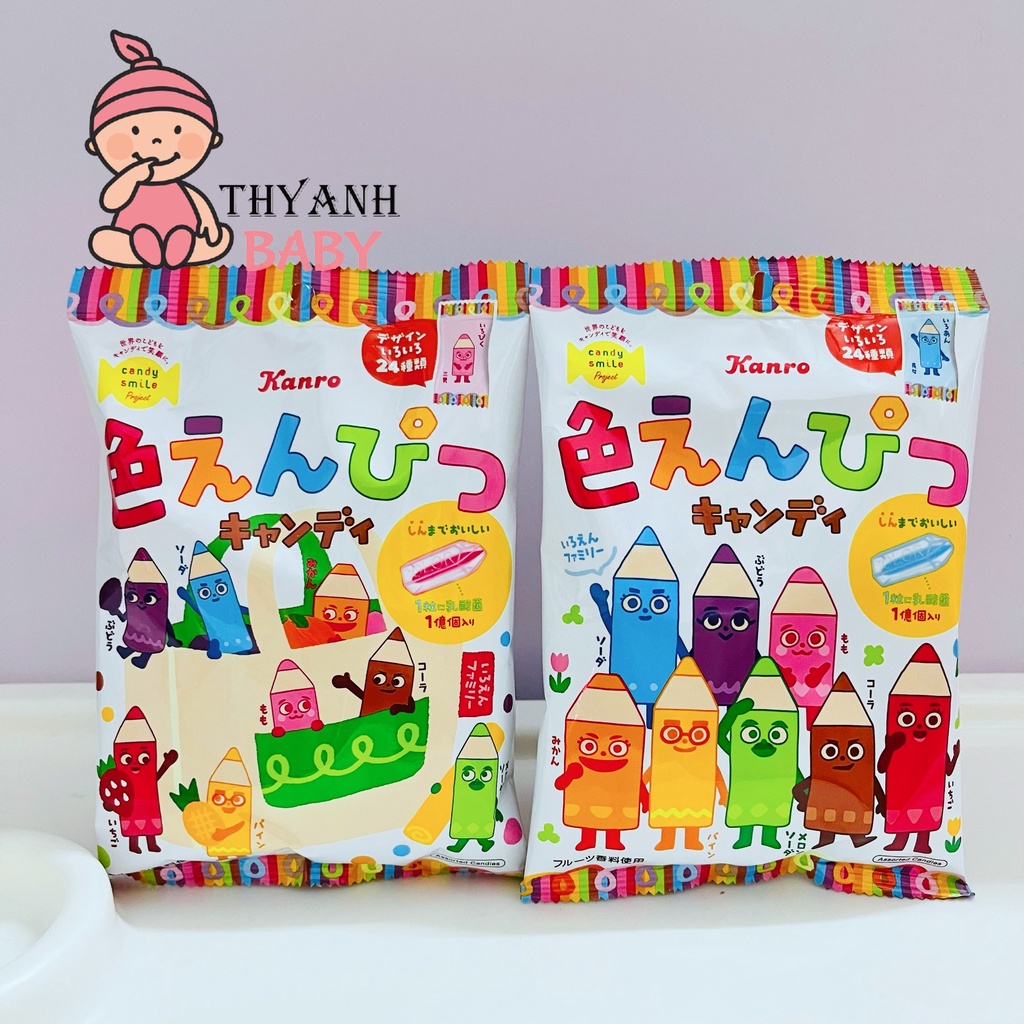 Kẹo Bút Chì Trái Cây Màu Sắc Kanro 8 VịNhật Bản