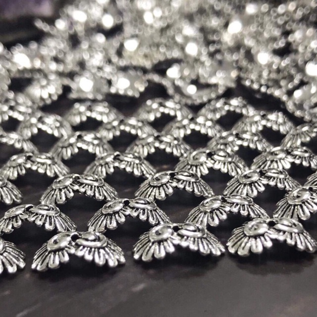 Chụp hạt đôi hình vỏ xò bạc S925