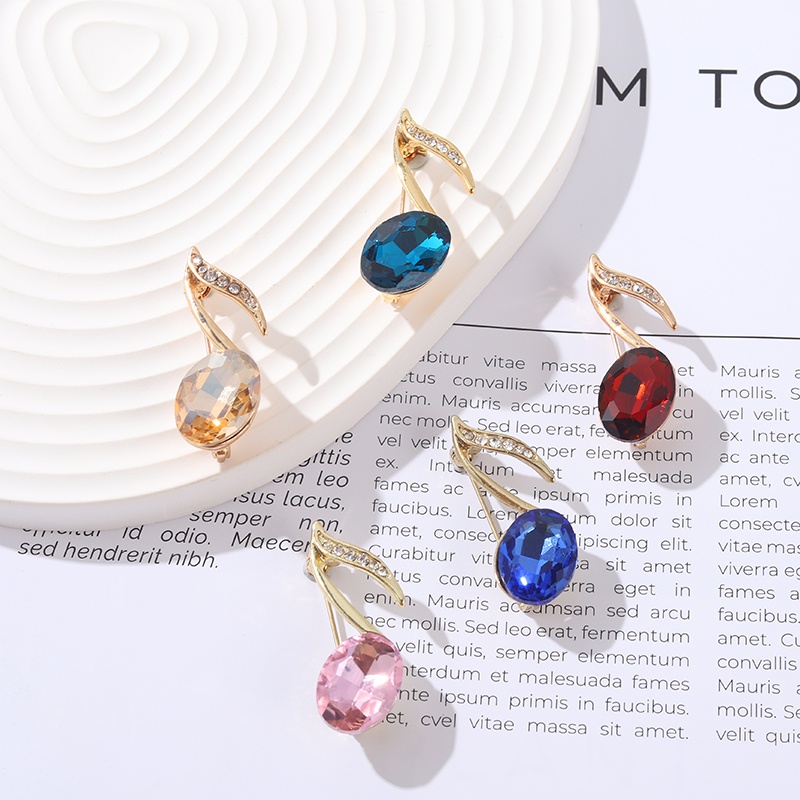 Ghim cài áo hình nốt nhạc đính đá thời trang dành cho nữ