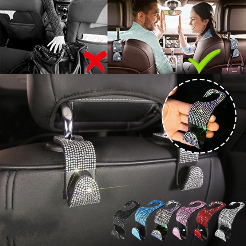 1 Móc Treo Áo Khoác Gắn Lưng Ghế Xe Hơi Đính Đá Lấp Lánh