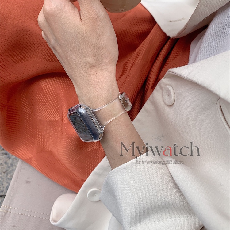 Dây Đeo Nhựa Trong Suốt Cho iwatch series 8 7 SE 6 5 4 3 41mm 45mm 40mm 44mm 42mm 38mm
