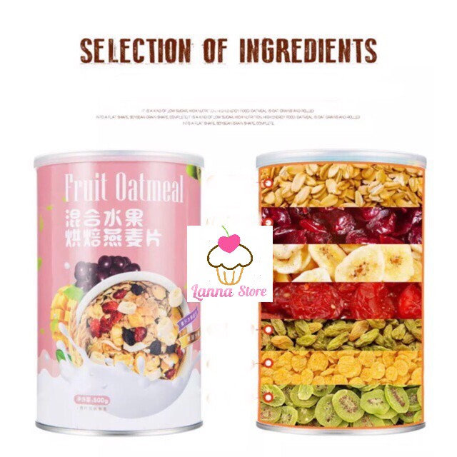 [GIẢM CÂN] Ngũ cốc ăn kiêng mix hạt, hoa quả OATMEAL hộp 500g - Miêu Thương Lan Đình Đài Loan