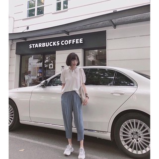 Áo sơ mi cúc ngọc cổ ren