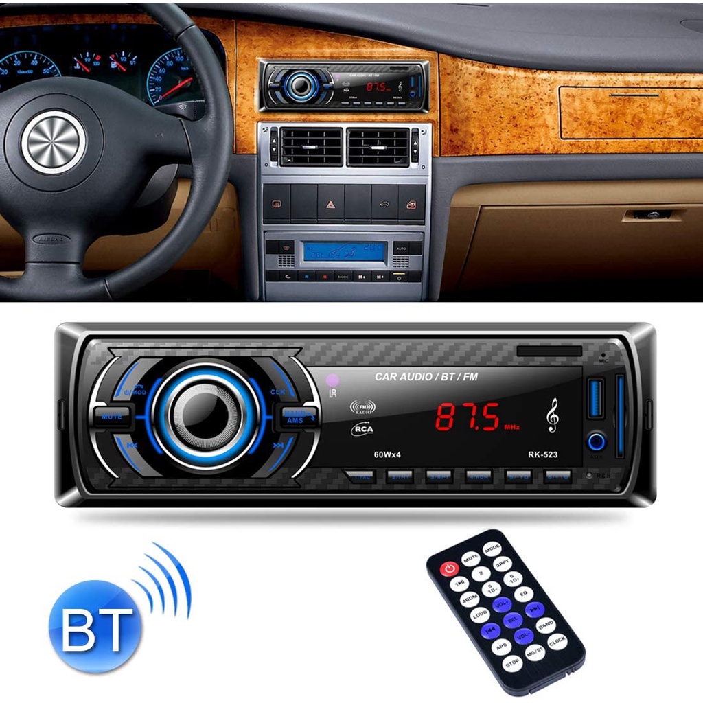 Bộ thu Radio cho ô tô RK-523 / RK-522 không dây bluetooth, đầu phát MP3 cổng USB